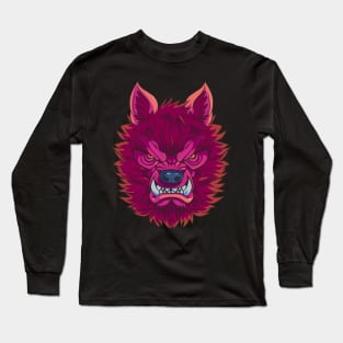 Werewolf Happy Halloween Wolfman Scary Monster Face Long Sleeve T-Shirt